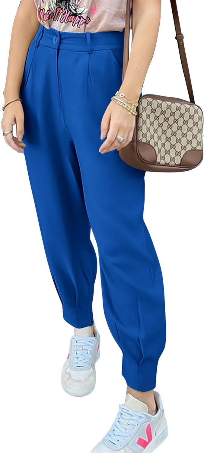 Elegant and fashionable high-waisted pants for women with pleats and side pockets Lune London