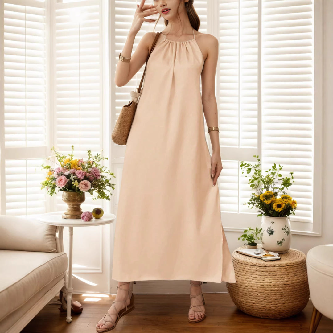 Women's Maxi Dress with Elegant Halter Strap Lune London