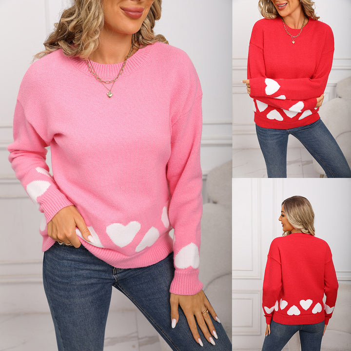 Pull à la mode pour femmes avec design de cœur et matériau doux Chic & Stil