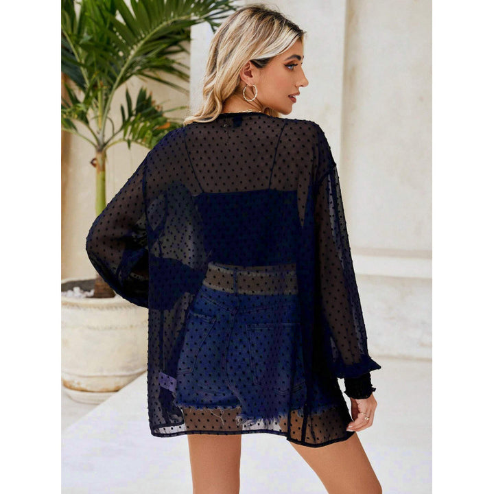 Transparent blouse jacket for women with padded sleeves Lune London