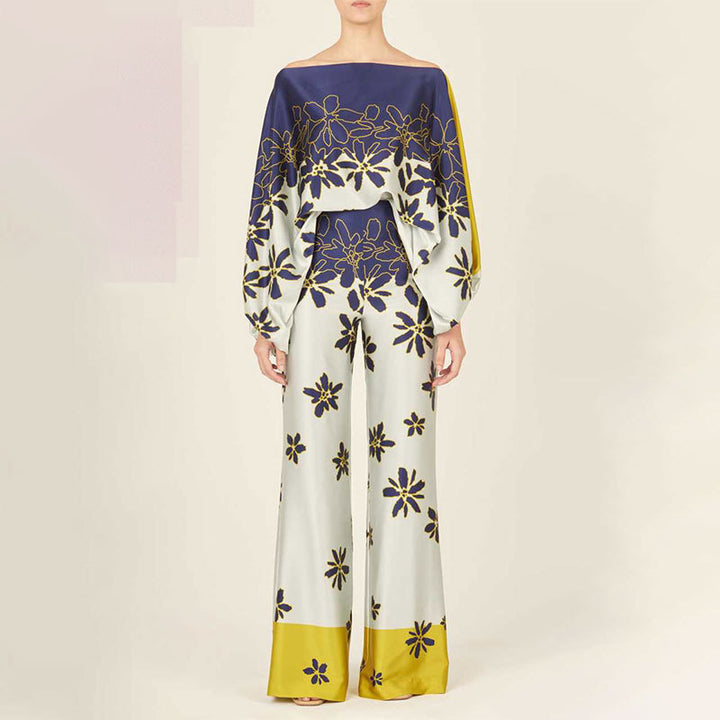 Ladies Elegant Jumpsuit with floral design and wide leg Lune London