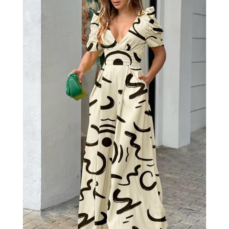 Tropical Floral Printed Maxi Dress Women Chic and Style