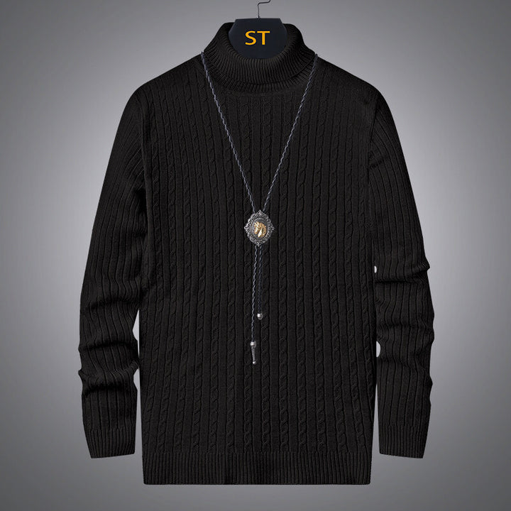 Men's turtleneck sweater with textured braid pattern Lune London