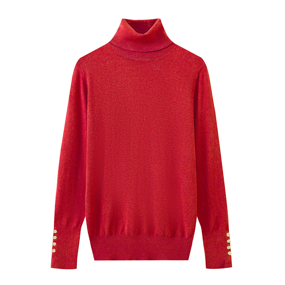 Ladies' turtleneck sweater with elegant button details Lune London