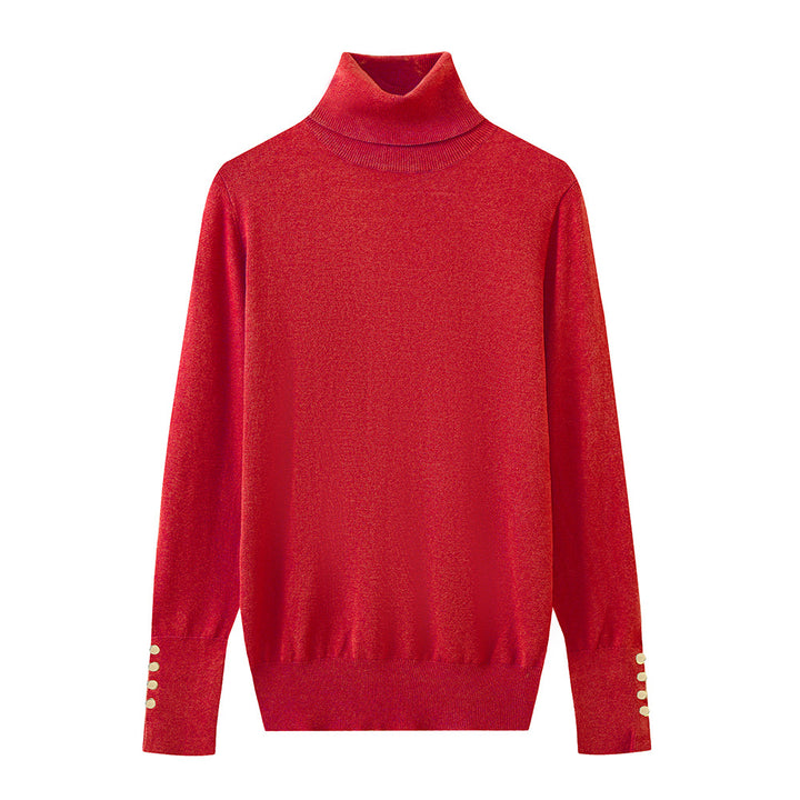Ladies' turtleneck sweater with elegant button details Lune London