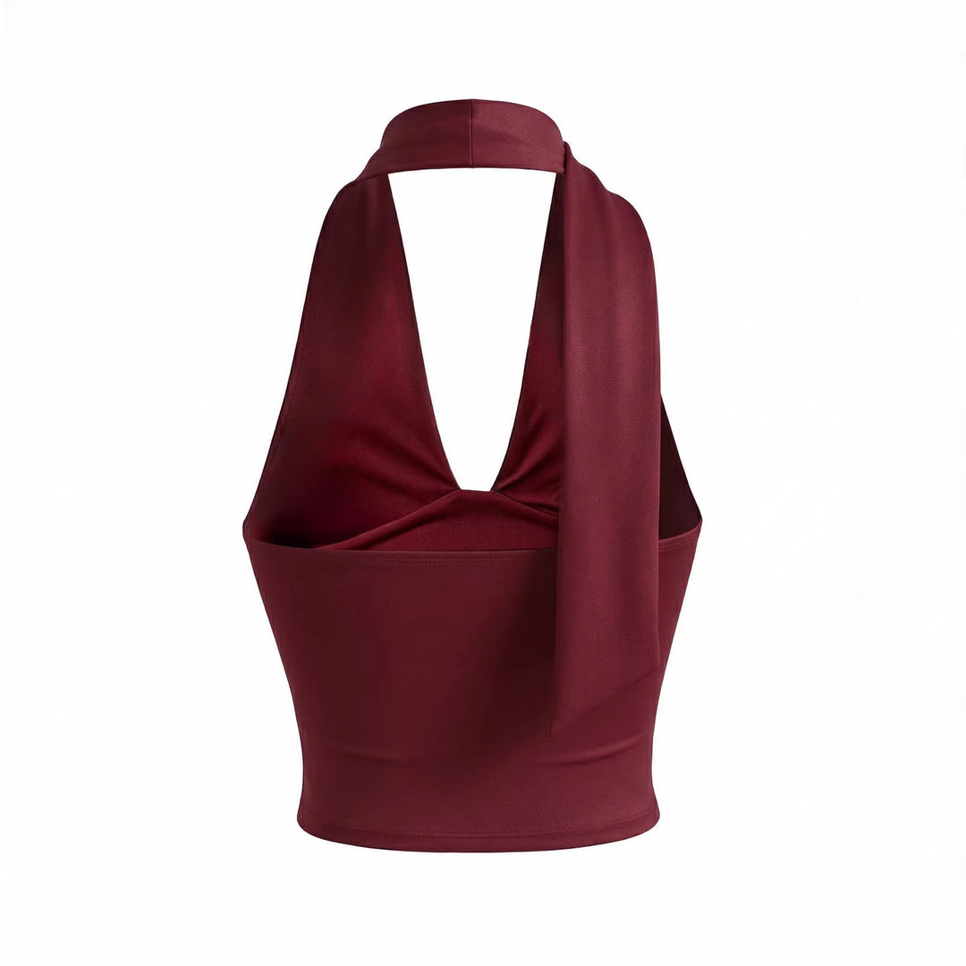 Women's halter top with deep neckline and gathering Lune London