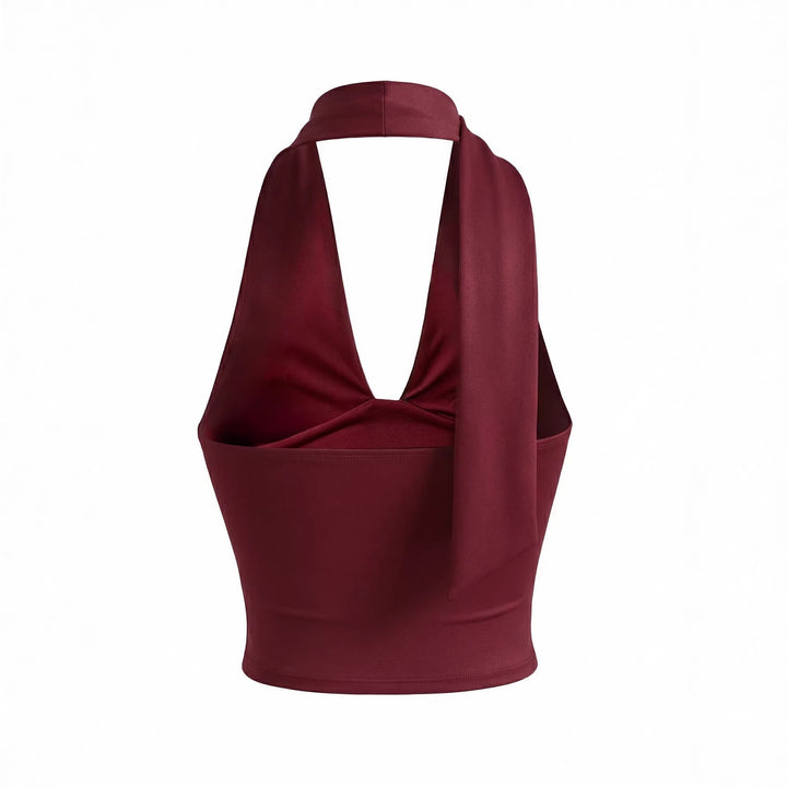 Women's halter top with deep neckline and gathering Lune London