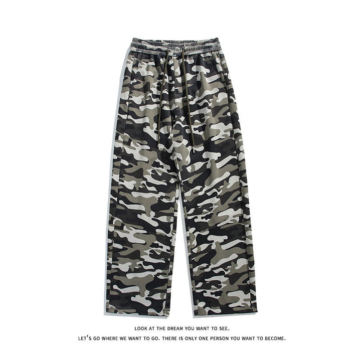 Casual cargo pants for women with drawstring and practical camouflage pattern Lune London