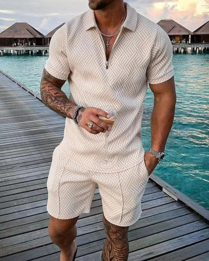 Trendy short jumpsuit for men with a textured design Lune London