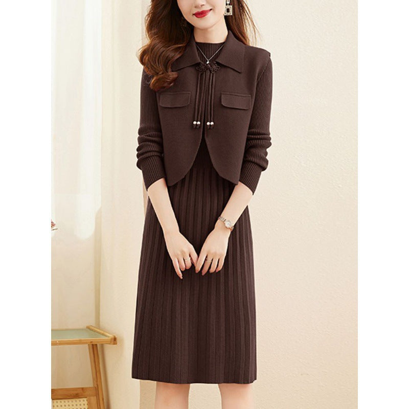 Ladies' knitted dress with combined blazer design and fine ribbed structure Lune London