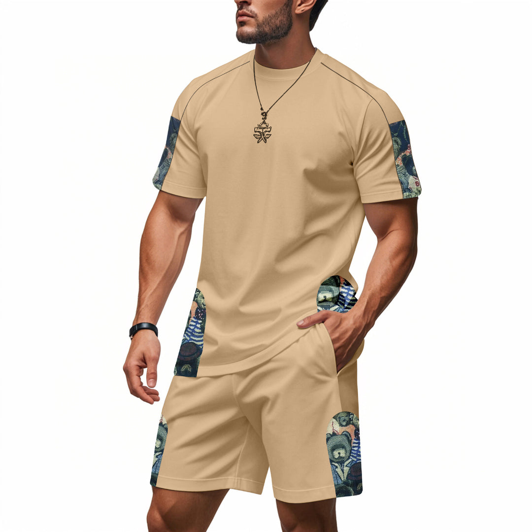 Short-sleeve sports set for men with textured side elements Lune London