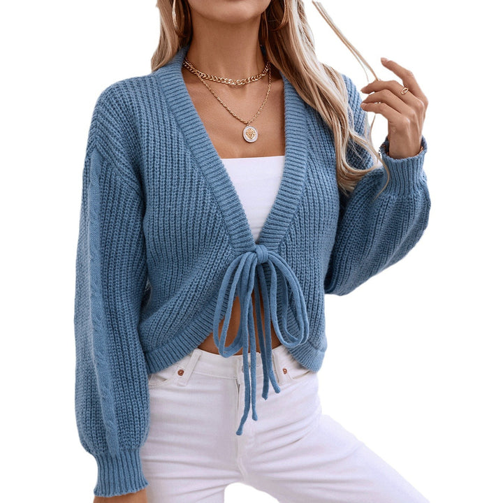 Wool sweater women with voluminous sleeves and decorative ties Lune London