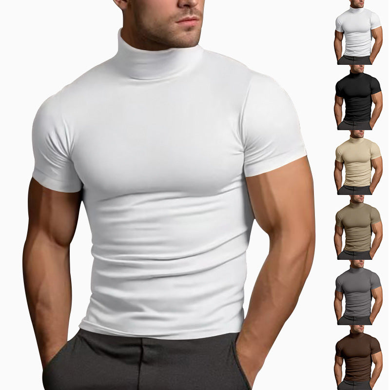 Fitted men's T-shirt with short high collar and highly stretchable material Lune London