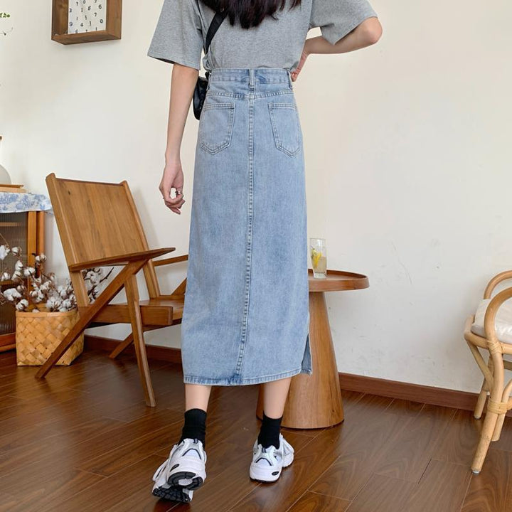 Jupe en denim longue pour femmes avec fente chic Chic & Stil