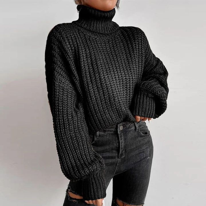 Thick wool sweater for women with high collar and flared sleeves Lune London