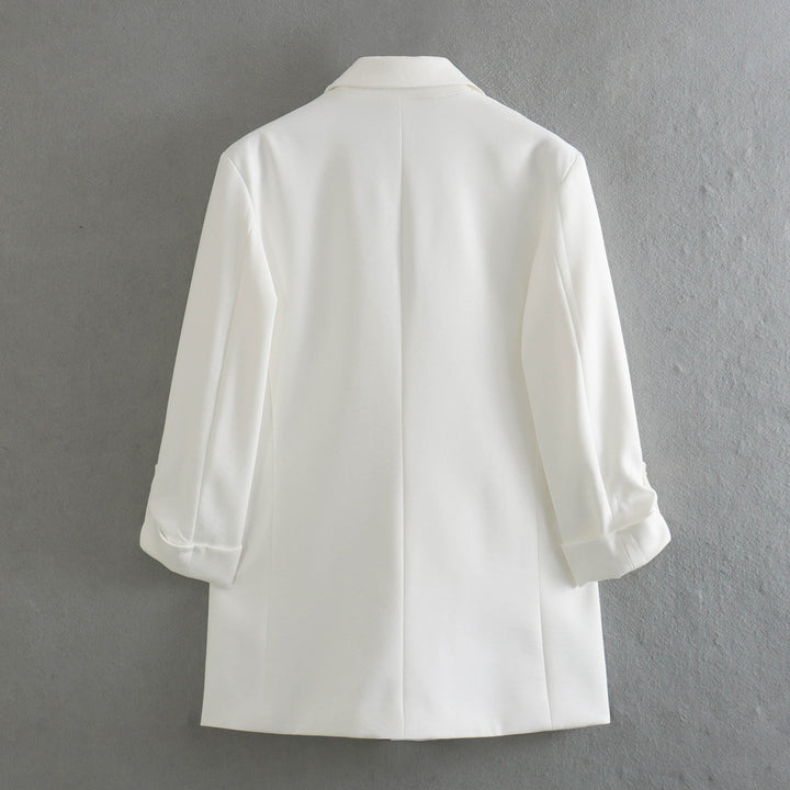Elegant blazer jacket for women with structured sleeves and discreet golden accents Lune London
