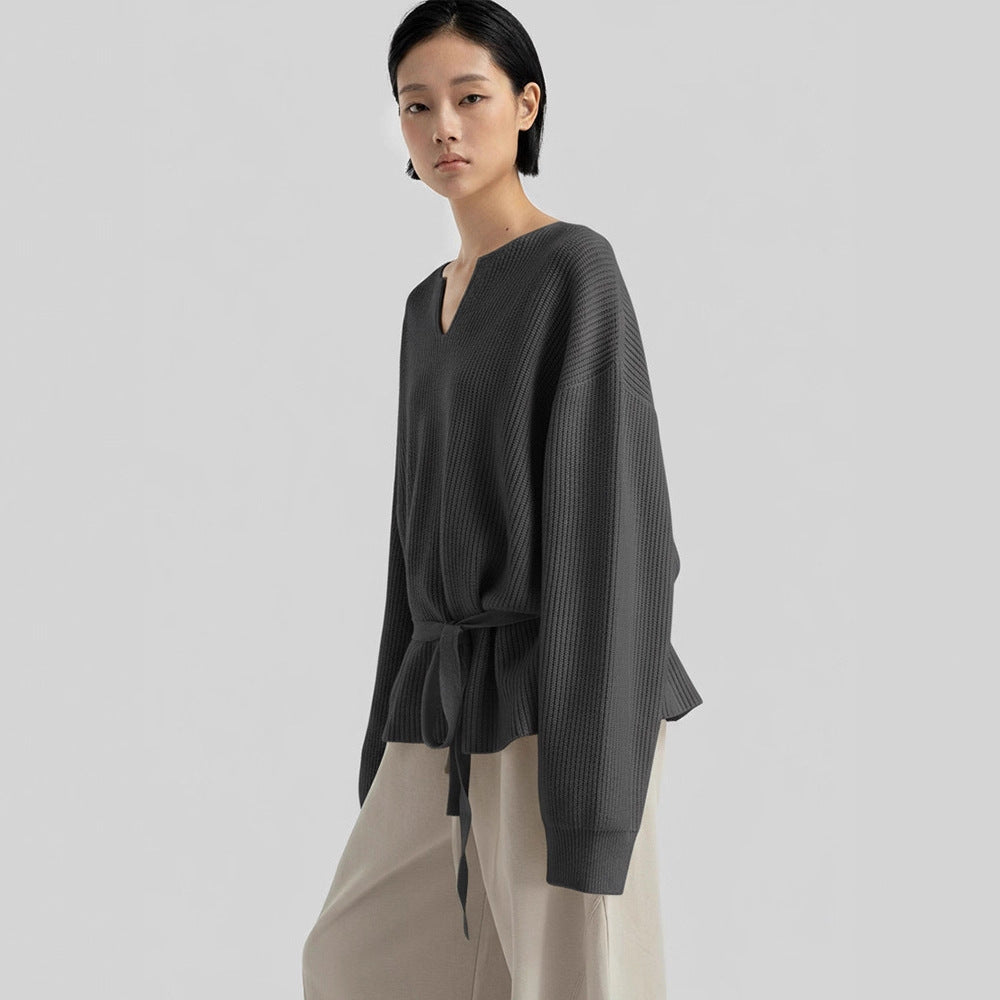 Haut tricot décontracté pour femmes avec décolleté en V Chic & Stil