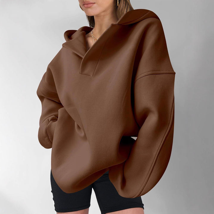 Ladies oversized hoodie with trendy collar Lune London
