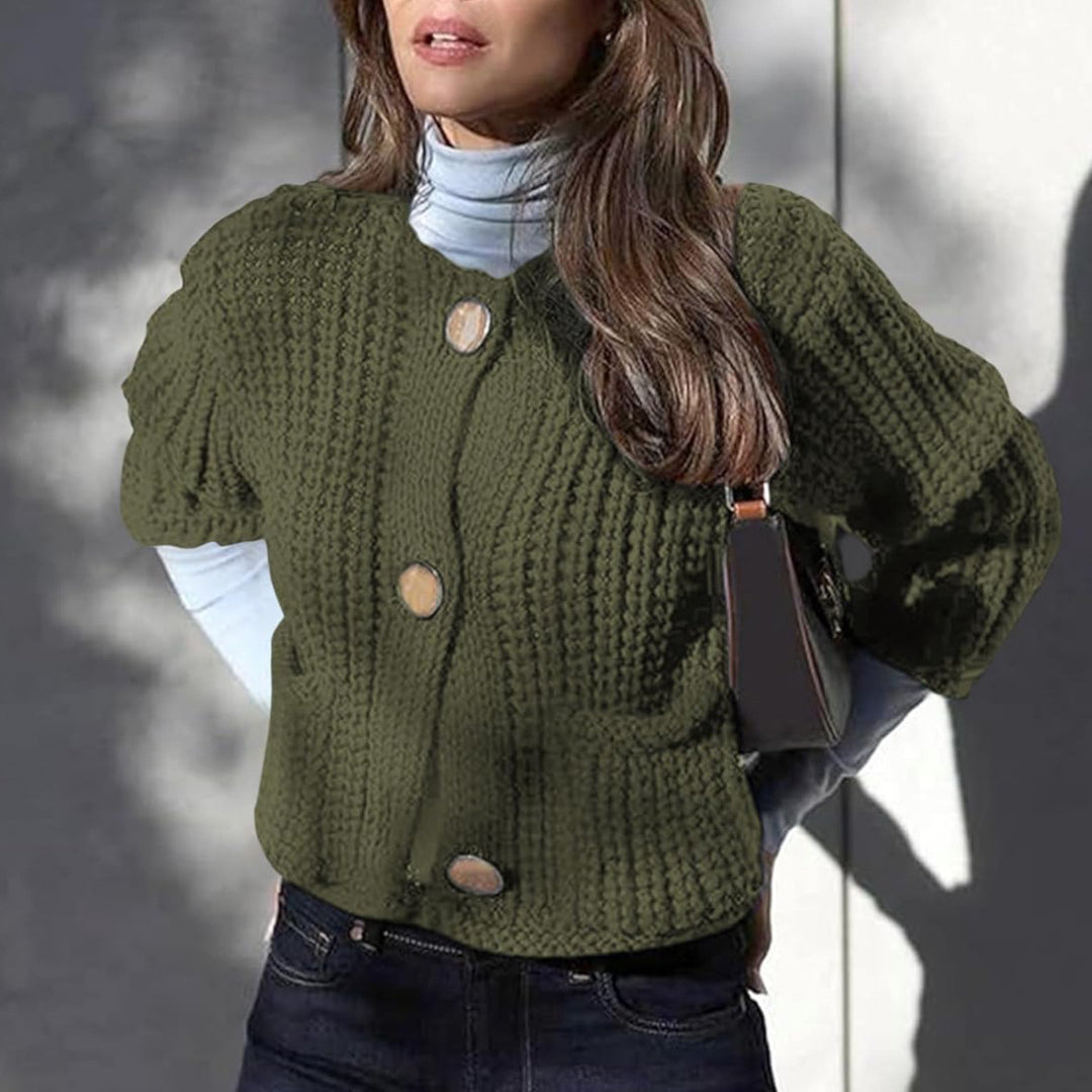Women timeless cardigan with large buttons and pockets Lune London