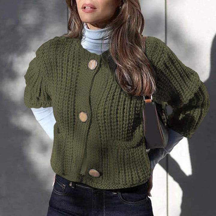 Women timeless cardigan with large buttons and pockets Lune London