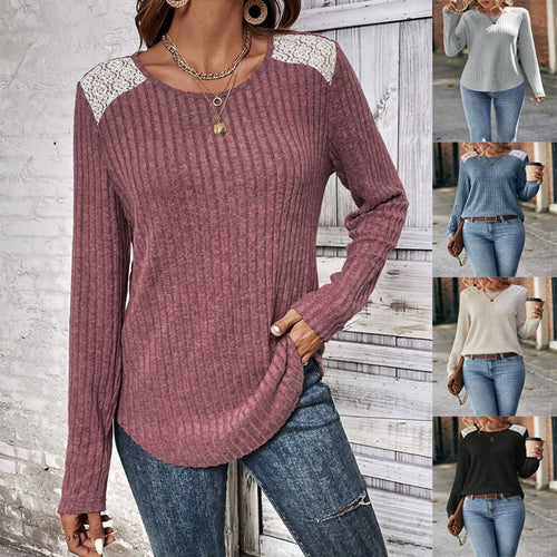 Lune London ribbed knit women's sweater with lace