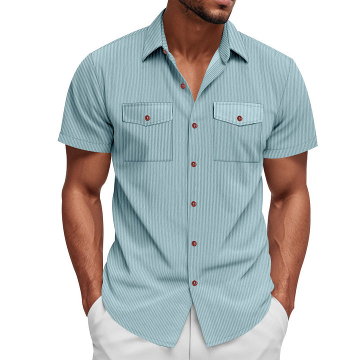 Short striped shirt for men with two practical chest pockets Lune London