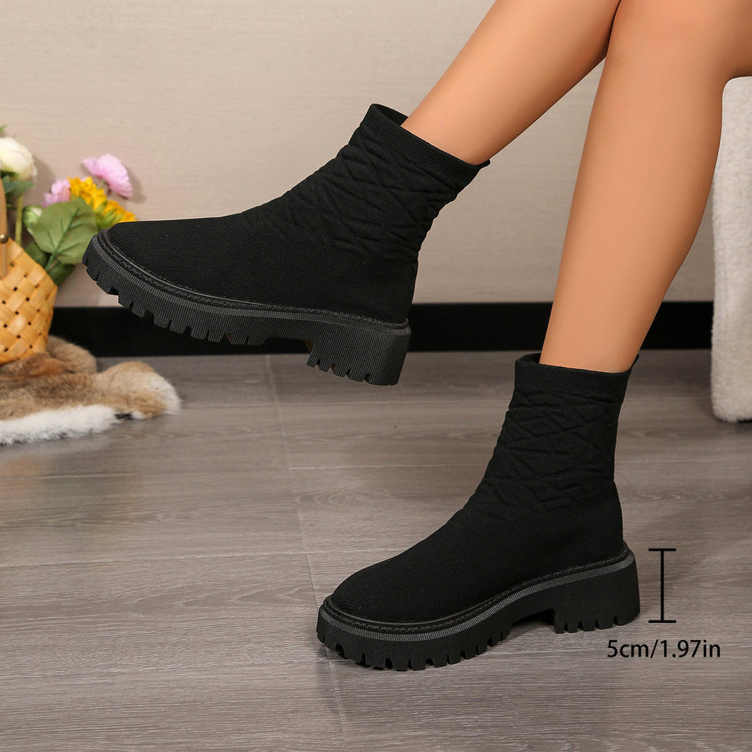 Fashion boots for ladies with textured upper and non-slip sole Lune London