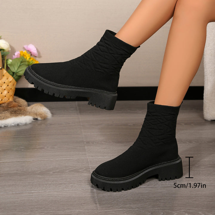 Fashion boots for ladies with textured upper and non-slip sole Lune London