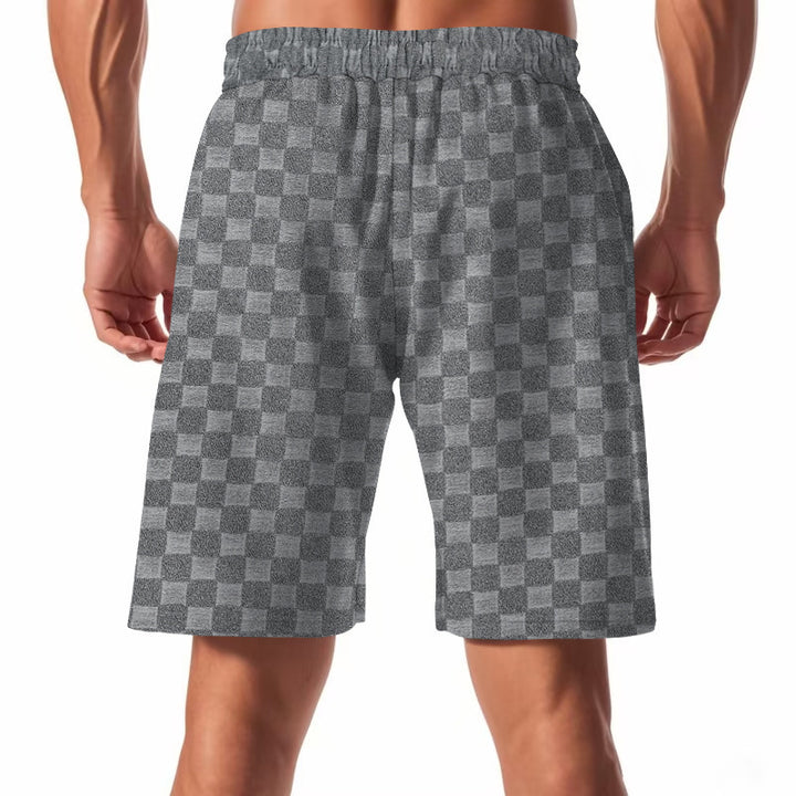 Casual beach shorts for men with elastic waistband and modern checked pattern Lune London