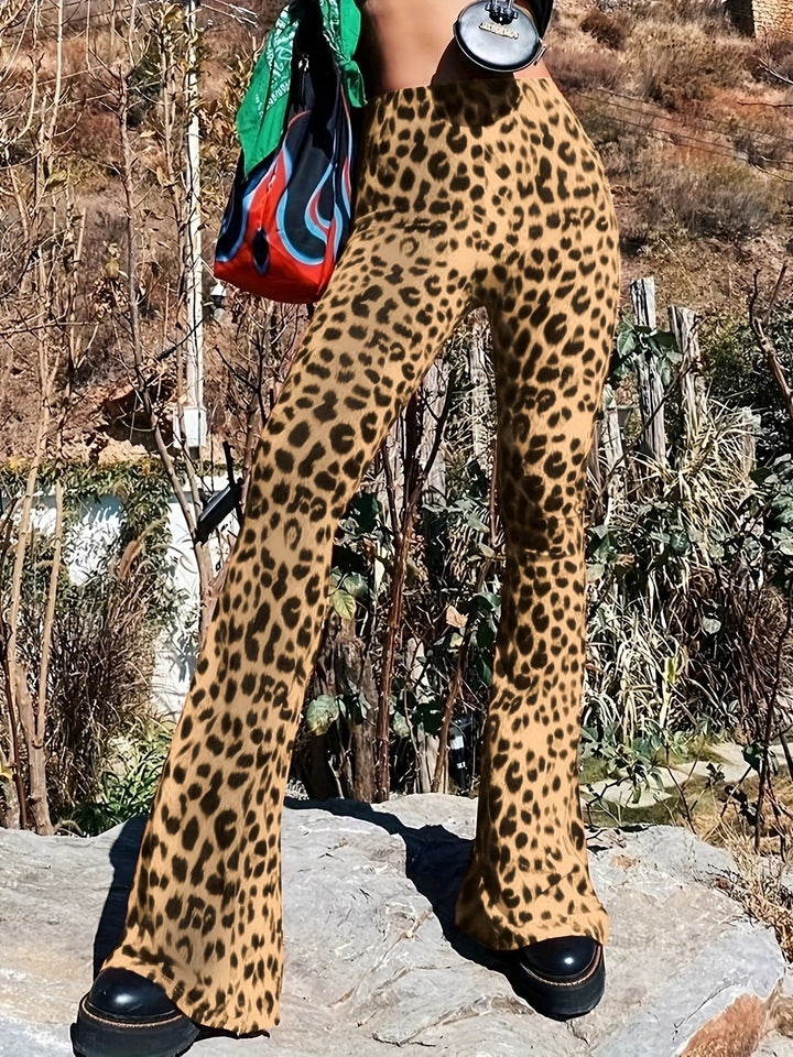 Flared pants for women with animal print Lune London