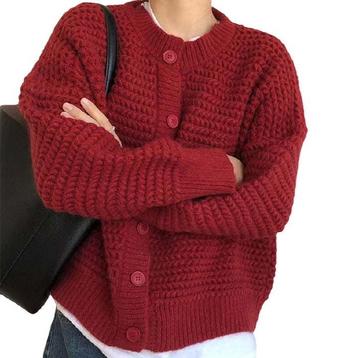 Cardigan chunky en tricot pour femmes avec boutons décoratifs et coupe décontractée Chic & Stil