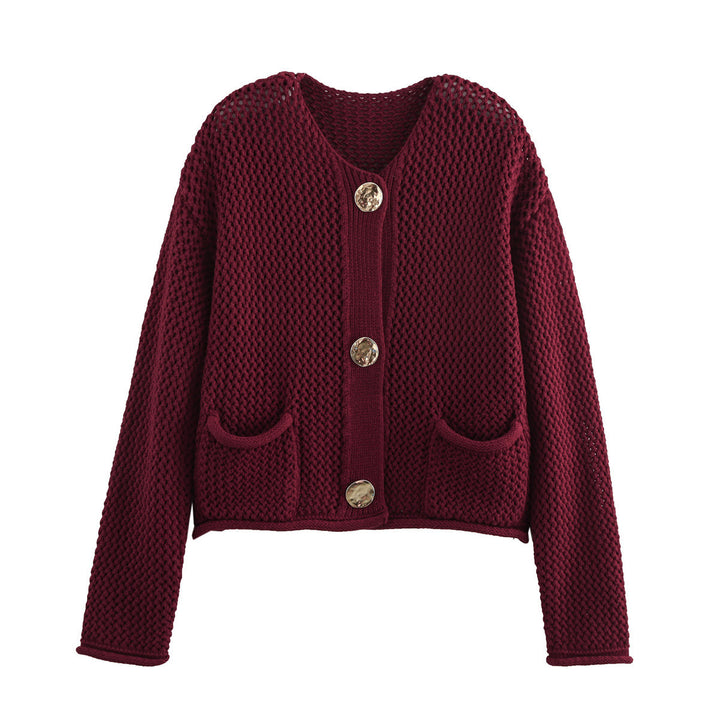 Knit jacket for women with decorative button details and pockets Lune London
