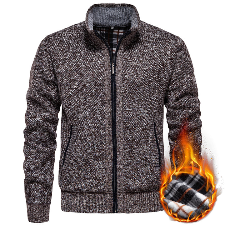 Stylish knitted jacket for men with high collar and practical pockets Lune London