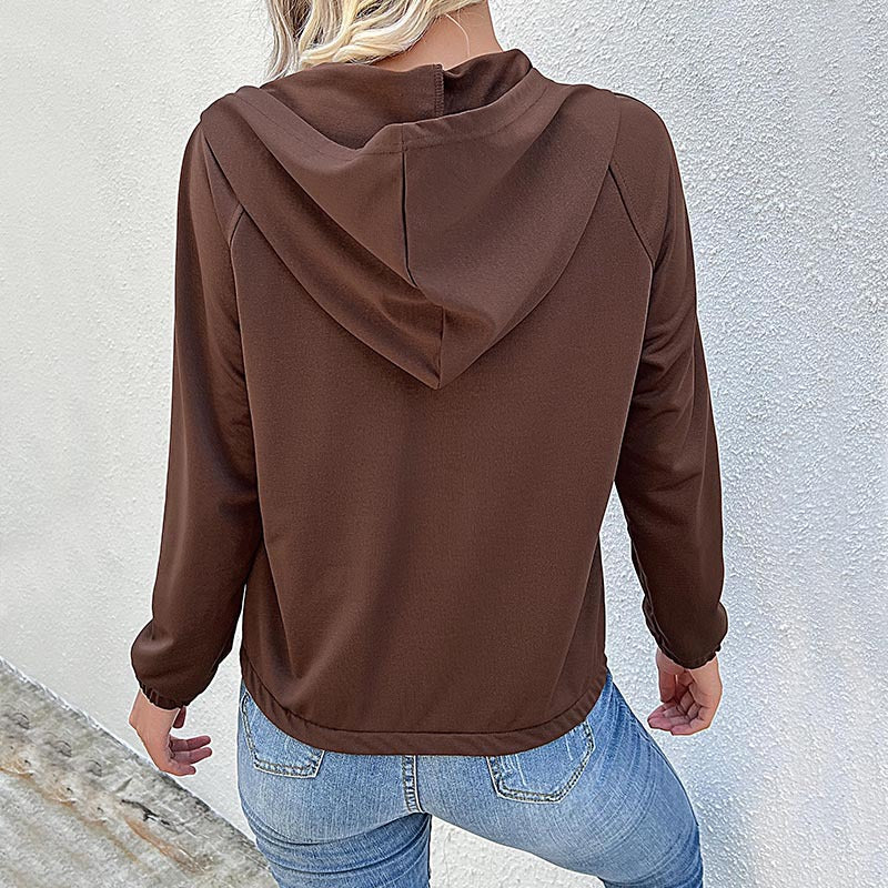 Women's button hoodie top with elastic cuffs Lune London