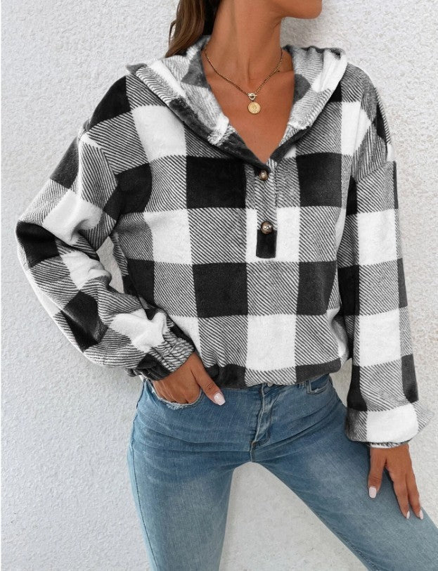 Ladies Chic and Stylish Checkered Hoodie