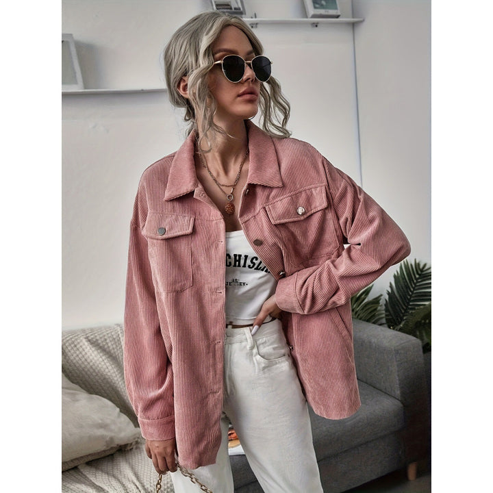 Ladies casual corduroy jacket with decorative buttons and practical pockets Lune London