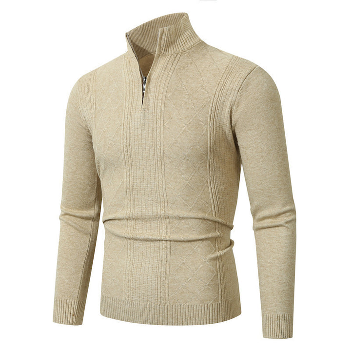 Elegant knit sweater for men with high collar and zipper Lune London
