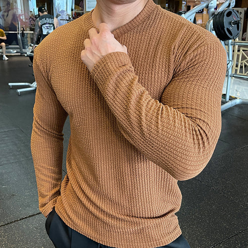 Men's long sleeve T-shirt in structured fabric Lune London