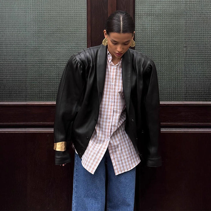 Oversized leather blazer for women Lune London