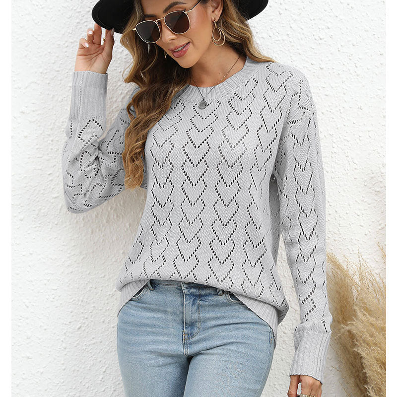 Pull en tricot pour femme avec un délicat motif en forme de cœur Chic & Stil