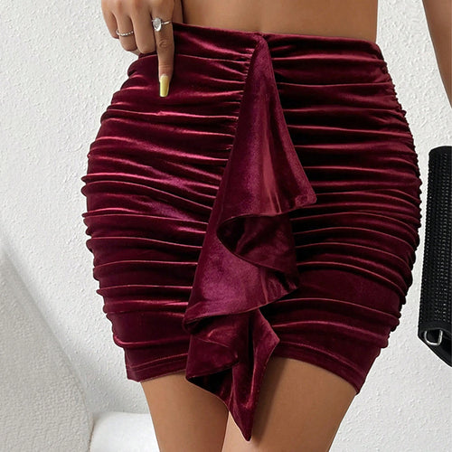 Robe Mini en Velours pour Femme avec Détails Froncés et Ceinture Élastique Chic & Stil