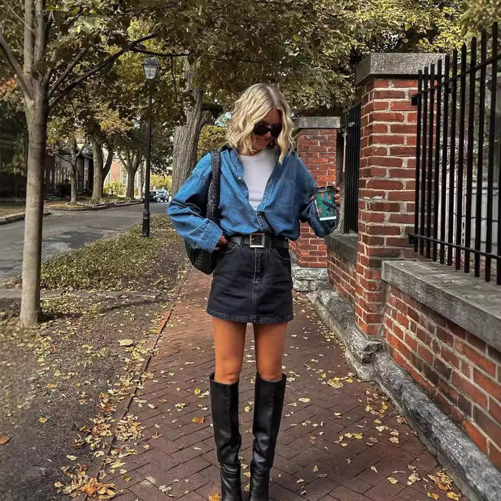 Veste en denim décontractée pour femmes coupe oversize classique Chic & Stil