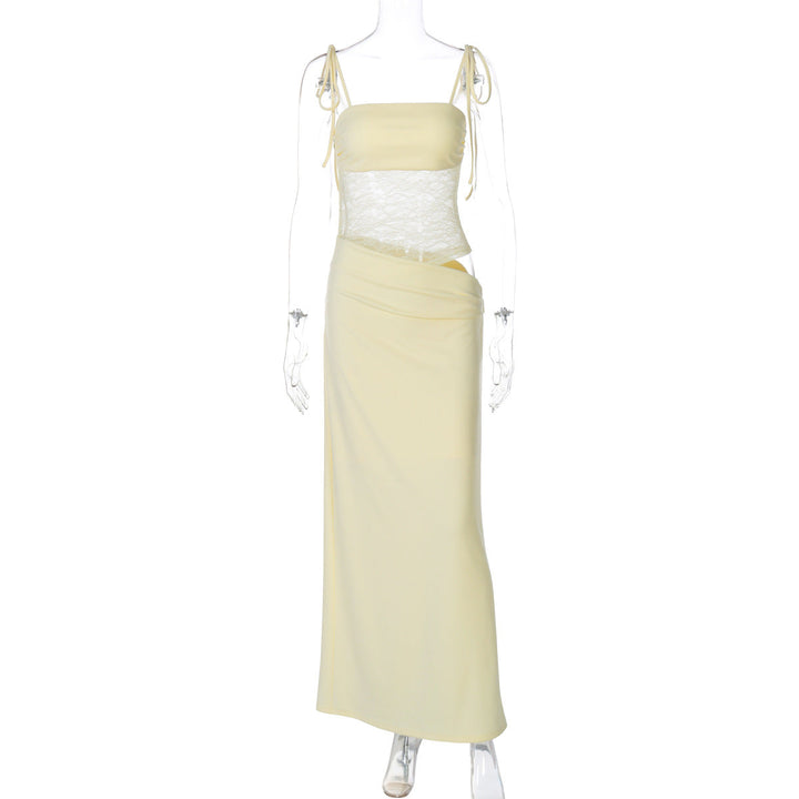 Women's Elegant Maxi Dress with Lace Top and Flattering Cut Chic Und Stil