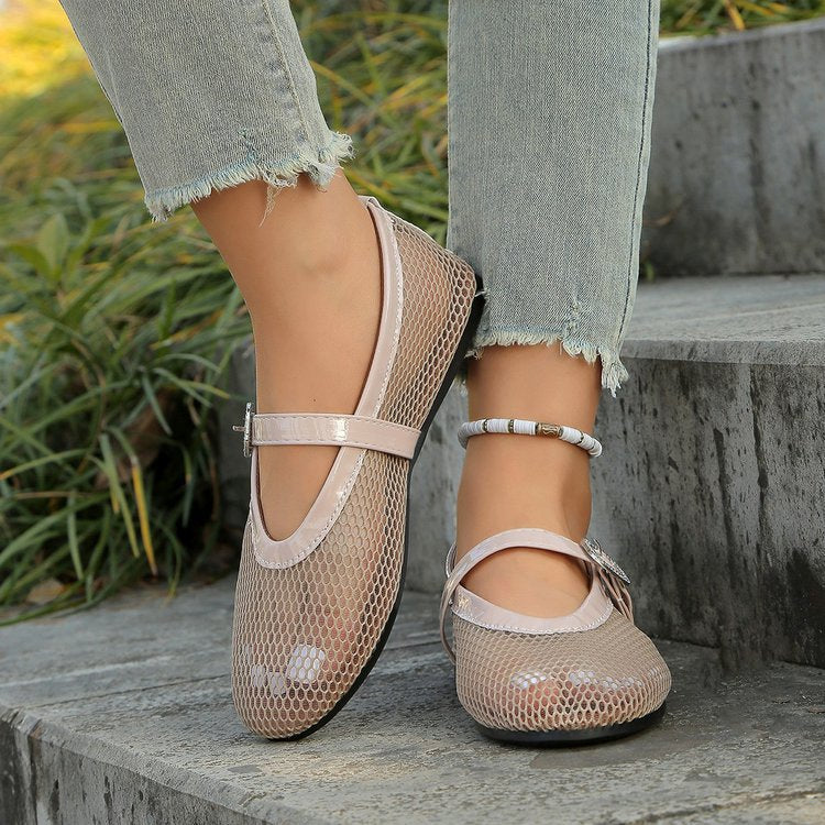 Elegant ballerinas for ladies with breathable mesh design and fashionable strap Lune London