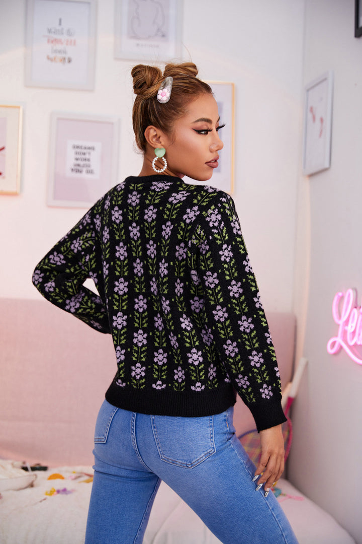 Ladies cardigan with floral pattern and comfortable fit Lune London