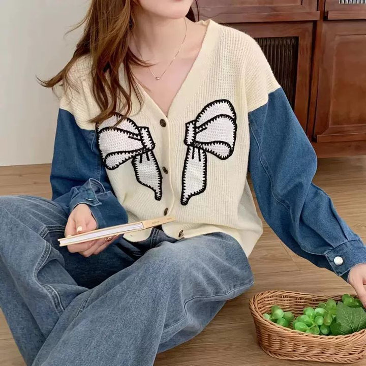 Cardigan féminin à la mode avec broderie décorative en nœud Chic & Stil