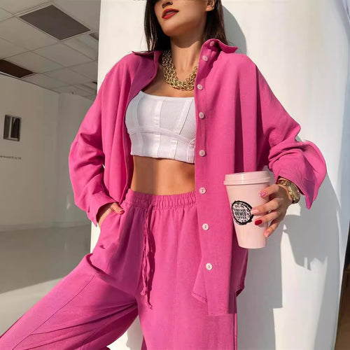Ladies High-End two-piece in lightweight blended fabric with loose blouse and comfortable pants Lune London