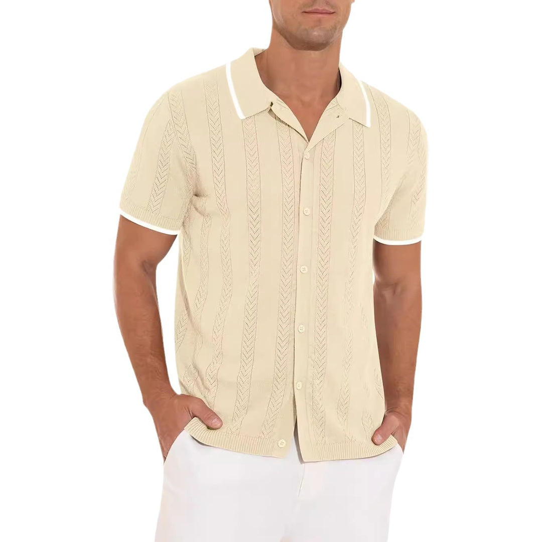 Short sleeve polo shirt for men with textured design Lune London