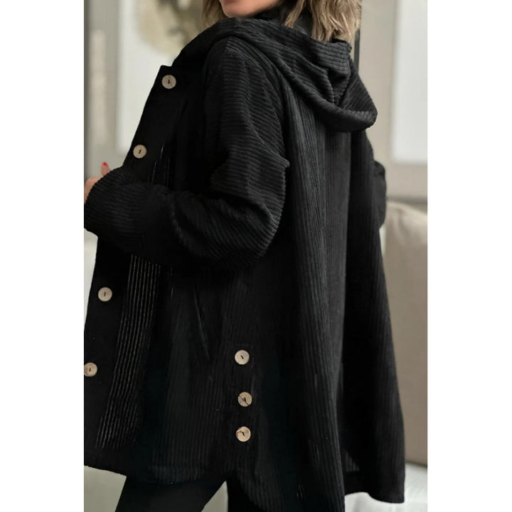 Ladies cozy hooded jacket in fine ribbed fabric Lune London