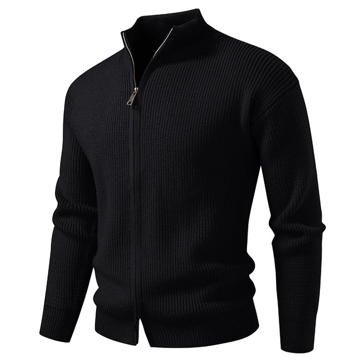 Men's knitted jacket with high collar and zipper Lune London